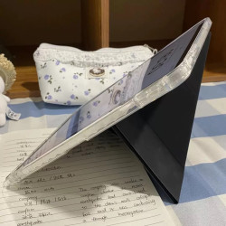 黑色星星韓系原創插畫ipad殼3+y折平板保護套防彎亞克力背板適用於ipad蘋果air4567pro11寸A16筆槽