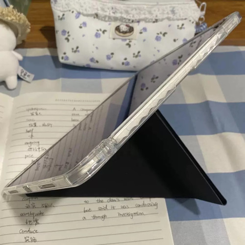 黑色星星韓系原創插畫ipad殼3+y折平板保護套防彎亞克力背板適用於ipad蘋果air4567pro11寸A16筆槽