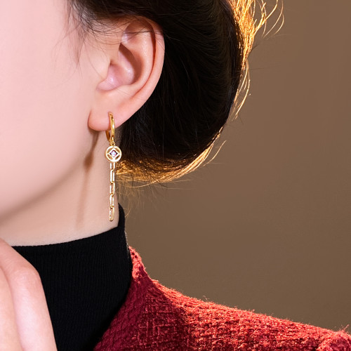 馬上有錢金色小馬錢幣耳環女本命年小衆耳釘不對稱巨好看新年耳飾