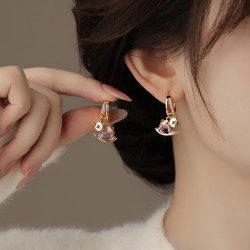 紫色小馬錢幣圈圈耳環耳釦女2026新款爆款高級感輕奢耳釘超火耳飾