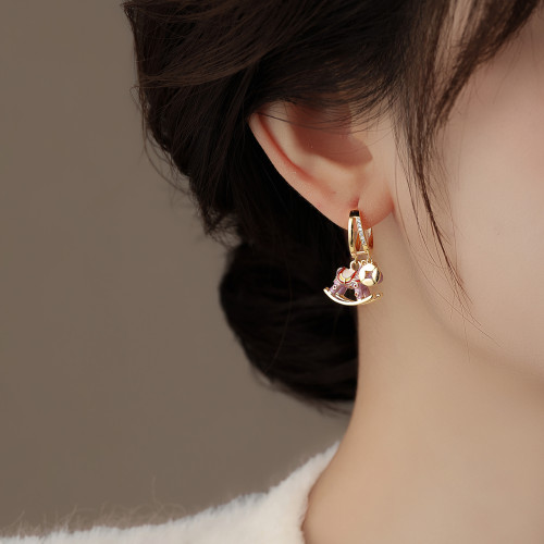 紫色小馬錢幣圈圈耳環耳釦女2026新款爆款高級感輕奢耳釘超火耳飾