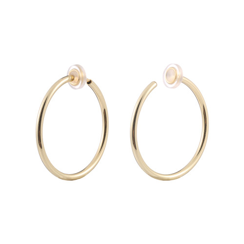 UNNAIER彈簧耳圈夾女無耳洞耳飾高級感圓環男生耳夾金色耳環無痛