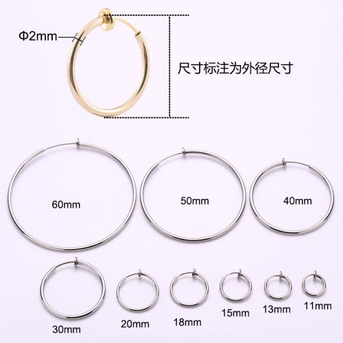 UNNAIER彈簧耳圈夾女無耳洞耳飾高級感圓環男生耳夾金色耳環無痛