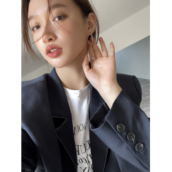 耳環小衆設計感高級耳圈耳釦素圈莫比烏斯銀針耳釘圓臉耳飾女百搭