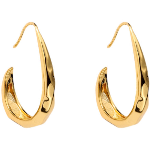 SLA私家 金屬水滴形 菱形紋路鍍24k法式高級金屬拒絕同款耳環女潮