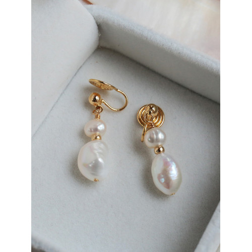 天然珍珠耳夾女福祿夏巴洛克耳環新中式耳釘質感輕奢耳飾復古耳墜