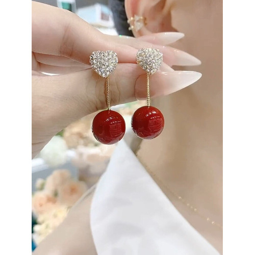 一款兩戴珍珠鑲鑽愛心耳環小衆銀針耳釘2025新款爆款氣質少女耳飾