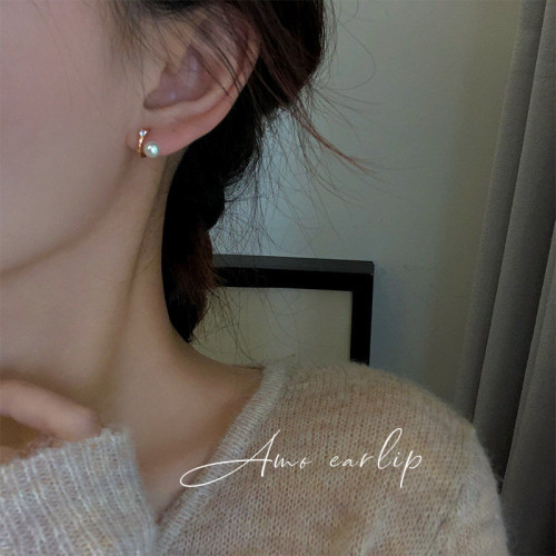 特別設計感珍珠無耳洞蚊香盤耳夾女高級輕奢耳飾2025年新款潮春夏