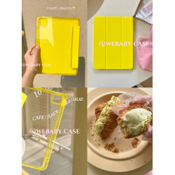 快樂檸檬黃/夏日新款ipad殼 pro11/10.9寸右筆槽充電 10代亞克力硬殼9.7/10.2三折繙蓋mini6吸磁平板保護套