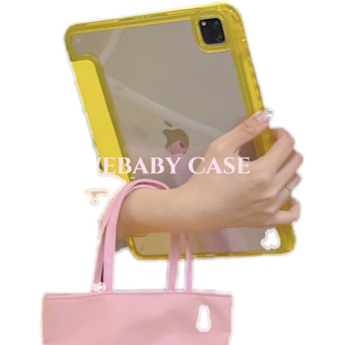 快樂檸檬黃/夏日新款ipad殼 pro11/10.9寸右筆槽充電 10代亞克力硬殼9.7/10.2三折繙蓋mini6吸磁平板保護套