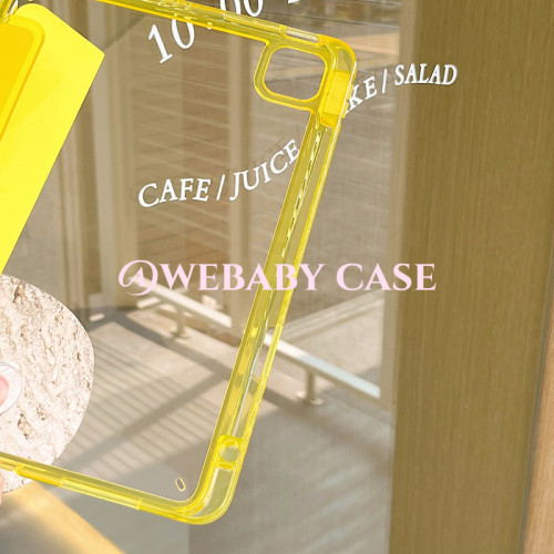 快樂檸檬黃/夏日新款ipad殼 pro11/10.9寸右筆槽充電 10代亞克力硬殼9.7/10.2三折繙蓋mini6吸磁平板保護套