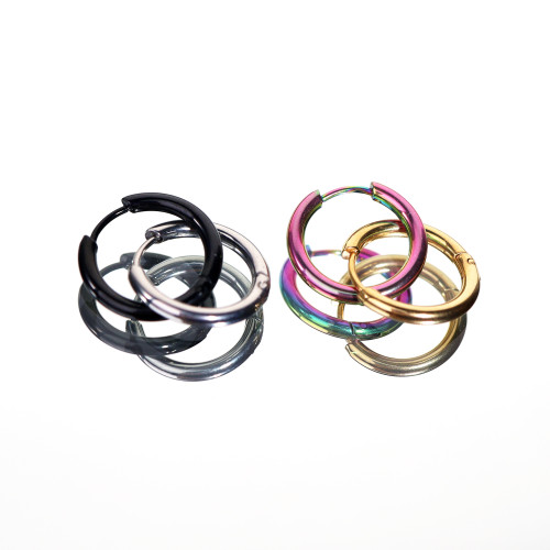 Shinma鈦鋼耳環耳圈素圈黑色圈圈圓環耳飾龐克簡約百搭男女