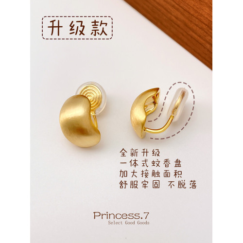 拉絲精緻小巧耳夾無耳洞女簡約韓版蚊香盤耳釘高級感小衆輕奢耳飾