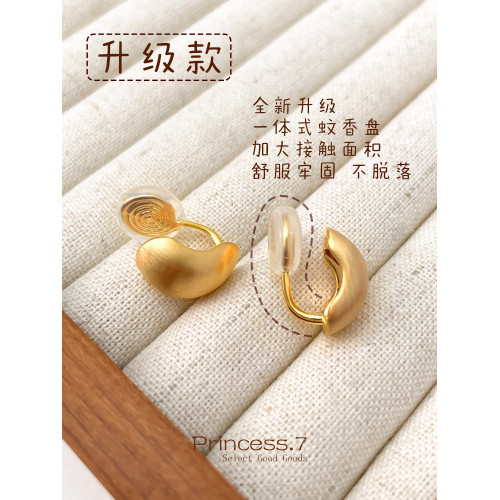 拉絲精緻小巧耳夾無耳洞女簡約韓版蚊香盤耳釘高級感小衆輕奢耳飾