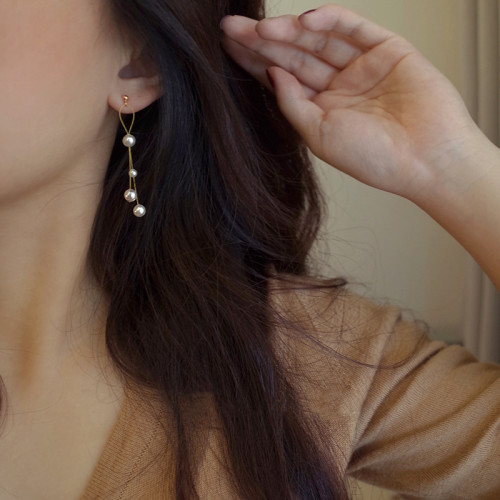 氣質小衆長款珍珠流蘇耳墜設計高級感耳環輕奢2025年新款耳飾耳夾