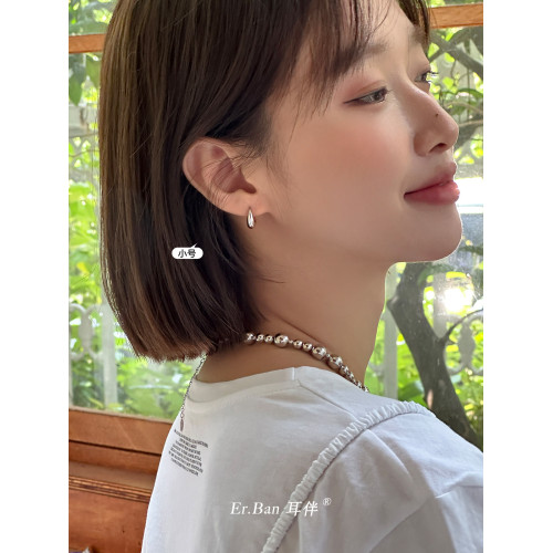水滴耳環女小衆設計感高級素圈耳釘耳釦金色耳圈銀針耳飾2025新款