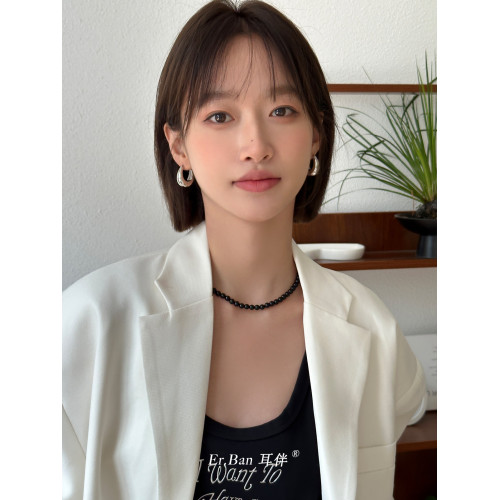 水滴耳環女小衆設計感高級素圈耳釘耳釦金色耳圈銀針耳飾2025新款