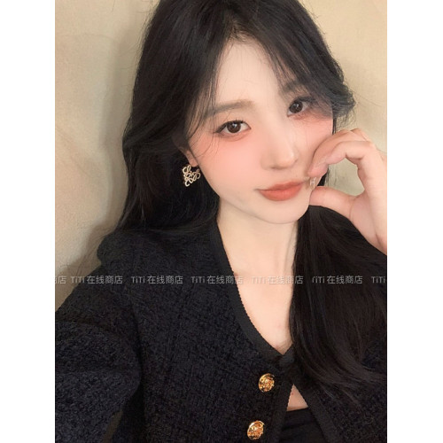 TITI 羅家法式輕奢滿鑽耳環2025新款高級感幾何鏤空方形耳釘耳飾