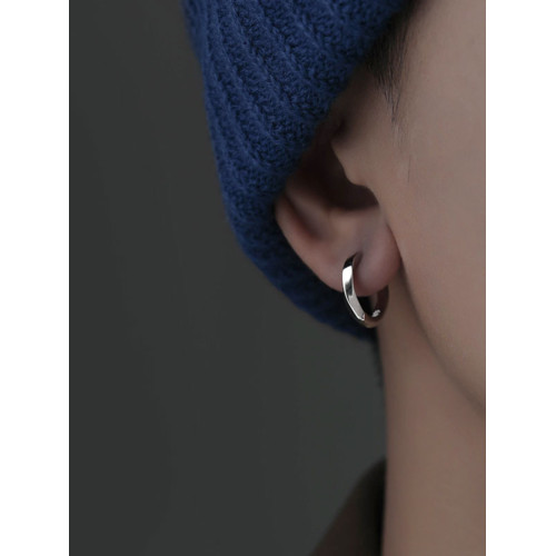 莫比烏斯s925銀耳環男士潮流耳飾女小衆設計感高級感耳墜爆款耳圈