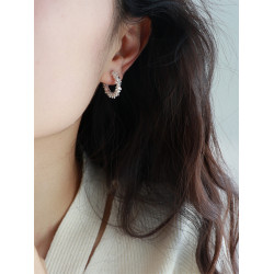 因缺斯汀s925銀針波光粼粼金屬耳圈碎銀子無耳洞蚊香盤耳夾女小衆