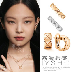 巨好看的耳環jennie同款金色小香菱格耳飾氣質耳釘耳釦耳骨夾女