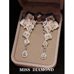 MISS DIAMOND歐美奢華鋯石超閃長款氣質耳環新娘禮服晚宴婚紗耳飾
