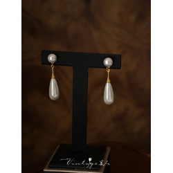 「瑪格麗特」復古法式文藝古典高級感小衆設計水滴珍珠耳環耳夾女