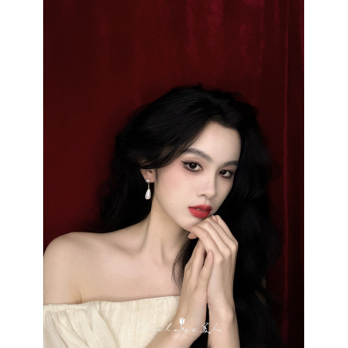 「瑪格麗特」復古法式文藝古典高級感小衆設計水滴珍珠耳環耳夾女