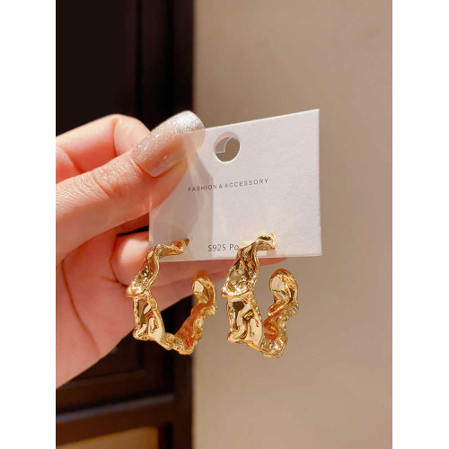 高級感圓圈耳圈耳環耳夾無耳洞小衆獨立設計師金屬褶皺誇張耳釘 高級感圓圈耳圈耳環耳夾無耳洞小衆獨立設計師金屬褶皺誇張耳釘