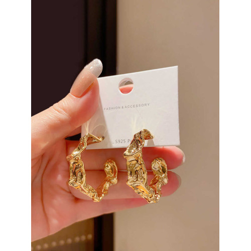 高級感圓圈耳圈耳環耳夾無耳洞小衆獨立設計師金屬褶皺誇張耳釘 高級感圓圈耳圈耳環耳夾無耳洞小衆獨立設計師金屬褶皺誇張耳釘