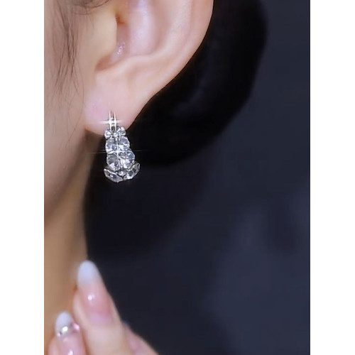 超閃滿鑽鋯石圈圈耳釦耳環2025年新款爆款個性時尚百搭高級感耳飾 超閃滿鑽鋯石圈圈耳釦耳環2025年新款爆款個性時尚百搭高級感耳飾