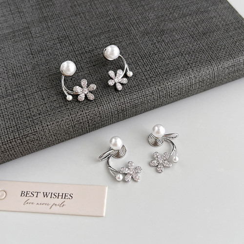花朵珍珠款蚊香盤耳夾女士無耳洞耳環輕奢高級感耳釘獨特設計耳飾