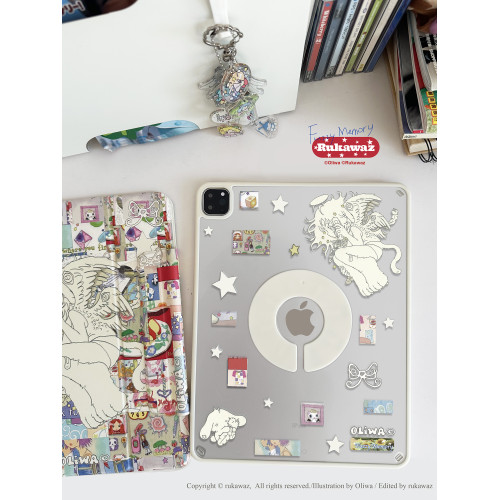 RUKAWAZxoliwa奧莉蛙聯名原創Fuzzy Memory磁吸亞克力防摔適用蘋果平板iPad pro保護殼