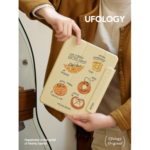 Ufology原創適用ipadair6保護殼air5平板mini6保護套air4咖啡7/8/9/10/11代pro11寸air7筆槽2024麵包2022手繪
