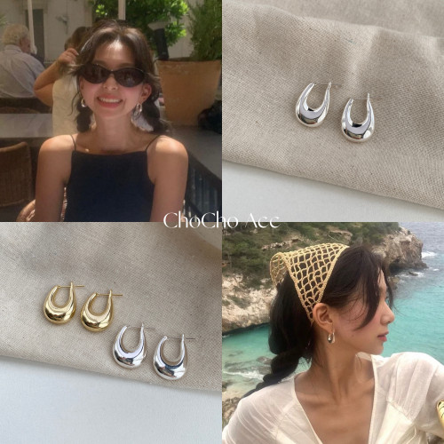 chocho/韓國博主fever同款幾何水滴耳圈小衆設計感高級感耳環耳飾