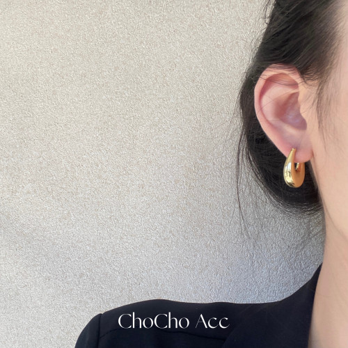 chocho/韓國博主fever同款幾何水滴耳圈小衆設計感高級感耳環耳飾