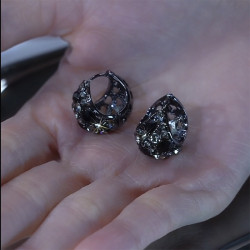 黑色鋯石時尚花籃耳釦女小衆個性高級感輕奢耳環2025網紅爆款耳飾