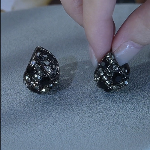 黑色鋯石時尚花籃耳釦女小衆個性高級感輕奢耳環2025網紅爆款耳飾