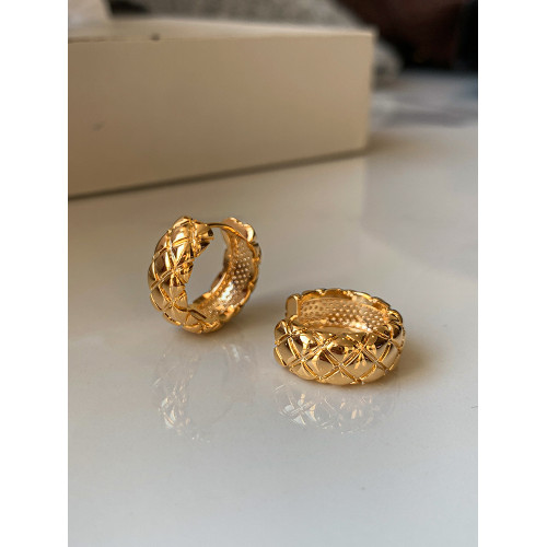 劉亦菲同款金色菱格圈圈耳環女高級2026新款高級感金屬耳圈耳飾 劉亦菲同款金色菱格圈圈耳環女高級2026新款高級感金屬耳圈耳飾