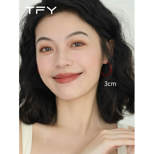 紅色港風大圈耳環圈圈女2026新款圓臉顯臉小大圓圈復古耳飾素耳釘 紅色港風大圈耳環圈圈女2026新款圓臉顯臉小大圓圈復古耳飾素耳釘