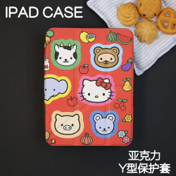 貓貓Y型亞克力ipad7/8/9保護套2024硬殼Air4/5/6蘋果pro11/10.9平板殼iPad10.2/12.9寸防摔筆槽mini67防彎