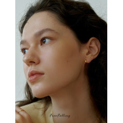 FF 法式s925銀小金色豆豆耳環小衆簡約通勤素圈耳環耳釦耳飾女