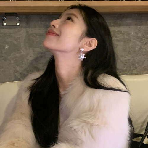 閃鋯雙雪花耳環女精緻小巧耳釘輕奢高級感獨特漂亮耳飾無耳洞耳夾