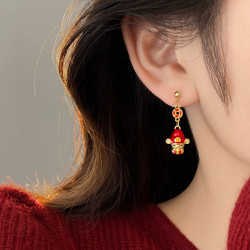 財神新年過年喜慶無耳洞耳夾耳環女適合冬天的耳飾秋冬高級感耳釘