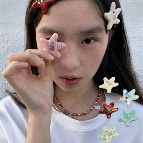 彩色劉海夾多色海星頭飾韓國博主同款邊夾髮夾可愛髮卡ins風髮飾