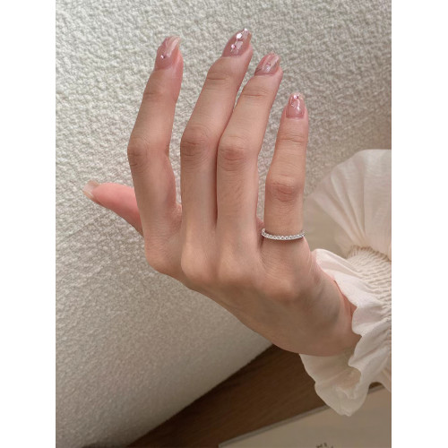 [整圈滿鑽]超閃小碎鑽戒指尾戒女小指超小號尺寸小拇指排鑽精緻防