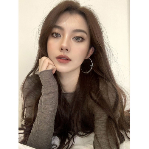 誇張閃鑽十字架素圈大圓環7cm耳環小衆設計高級感耳釘顯臉小耳夾