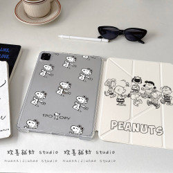 可拆卸滑軌適用iPad保護殼黑白史努比2025年Pro11/13防彎Air7/6代10代10.9寸9代10.2寸7/8代mini7筆槽12.9寸