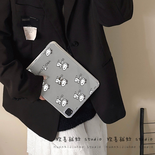 可拆卸滑軌適用iPad保護殼黑白史努比2025年Pro11/13防彎Air7/6代10代10.9寸9代10.2寸7/8代mini7筆槽12.9寸