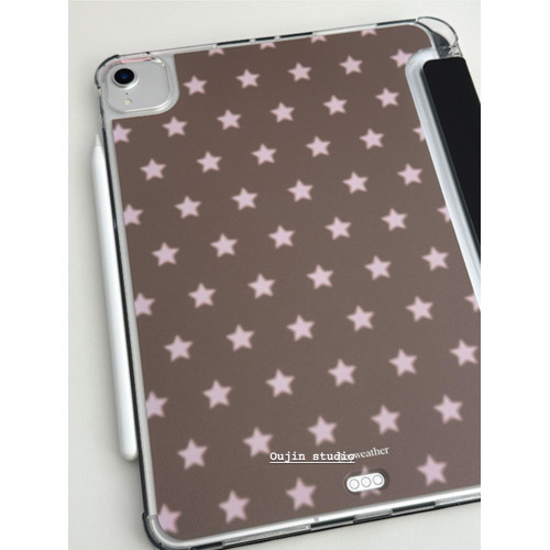 韓系ins風簡約創意古早滿屏星星適用2025ipad11/10代10.9寸/air6/7/10.2寸防摔霧面帶筆槽支架蘋果軟殼保護套